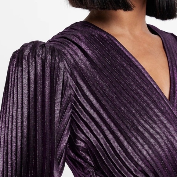 Express Shimmering Purple Long Sleeve Dress - Picture 4 of 4